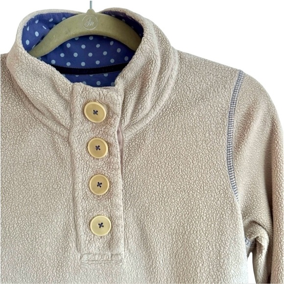 Boden Fleece Pullover Hiking Outdoor Layer Athletic Beige Purple Polka Dot XS - Picture 6 of 9